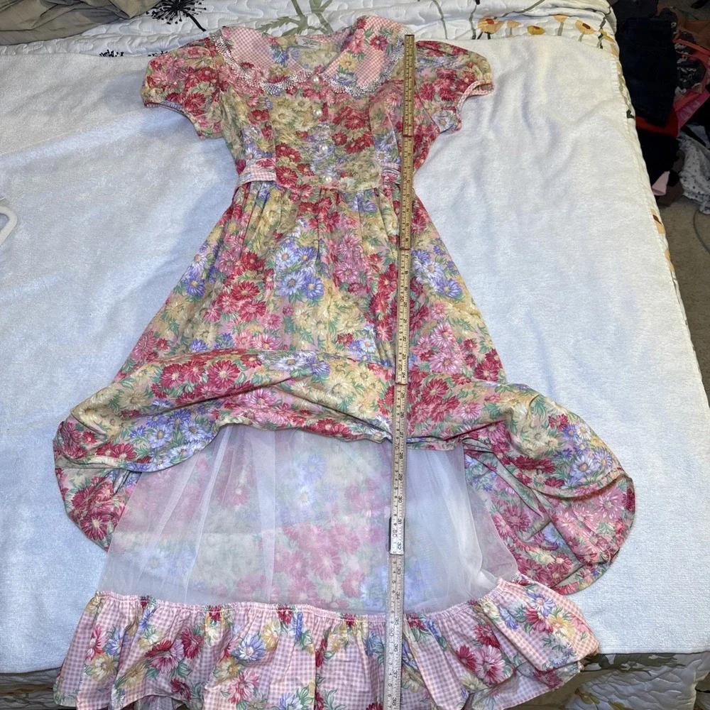 Vintage Rare Editions Girls 16 Floral Prairie Maxi Dress Cottagecore Puff Sleeve